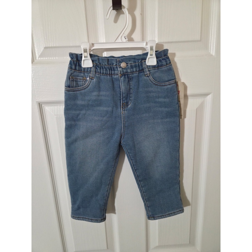 Levis Baby Girl 24M Medium Wash Denim Jeans Elastic Waist 11M104 NWT